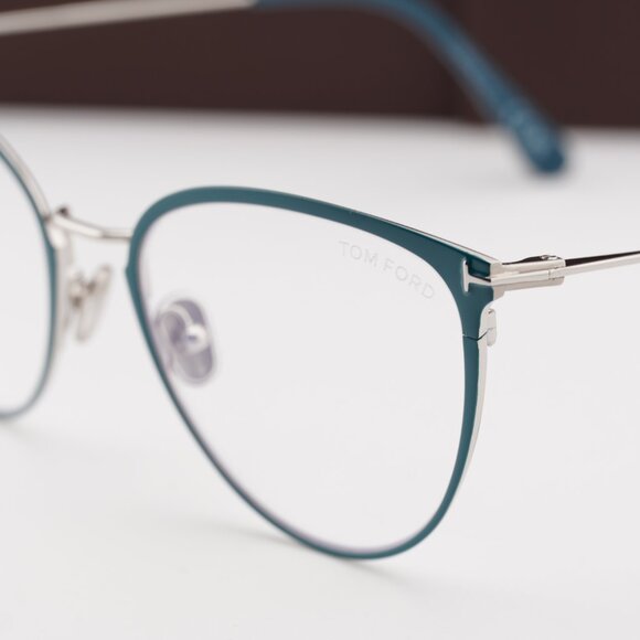 Tom Ford FT5840-B 087 Cat Eye Eyeglasses 56mm - Turquoise/Blue Light Block - Picture 2 of 10